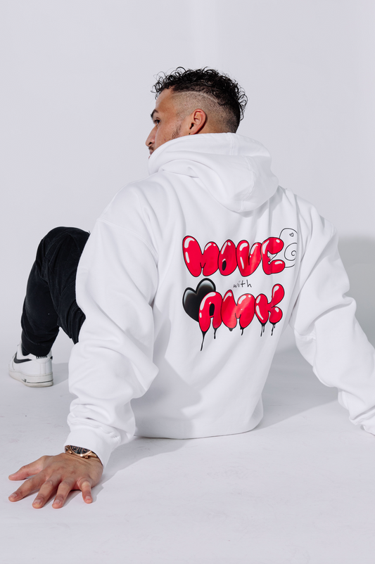 MOVE White / Hot Pink Hoodie